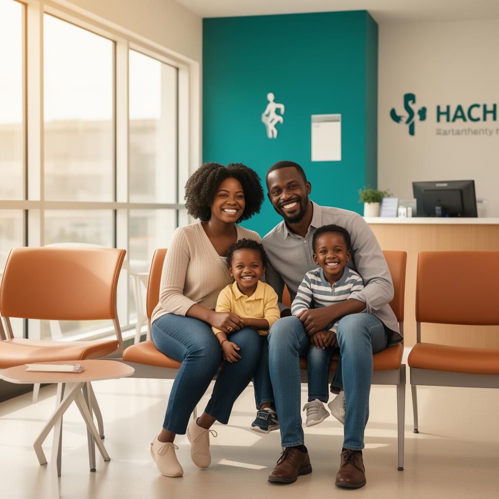 Famille heureuse à la clinique